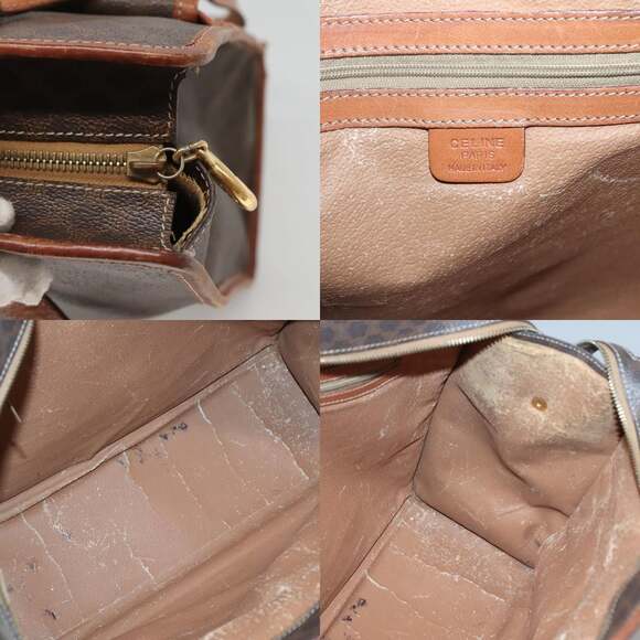 CELINE Macadam Canvas Shoulder Bag Pvc Leather Brown Gold - Picture 11 of 12